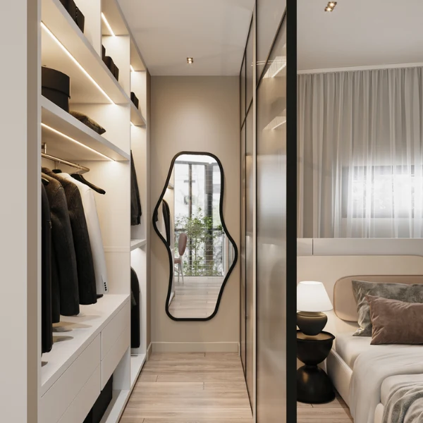 dressing dans une chambre séparé par une verrière